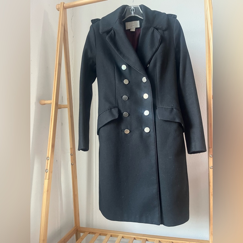 H&M Black Wool Double-Breasted Pea Coat